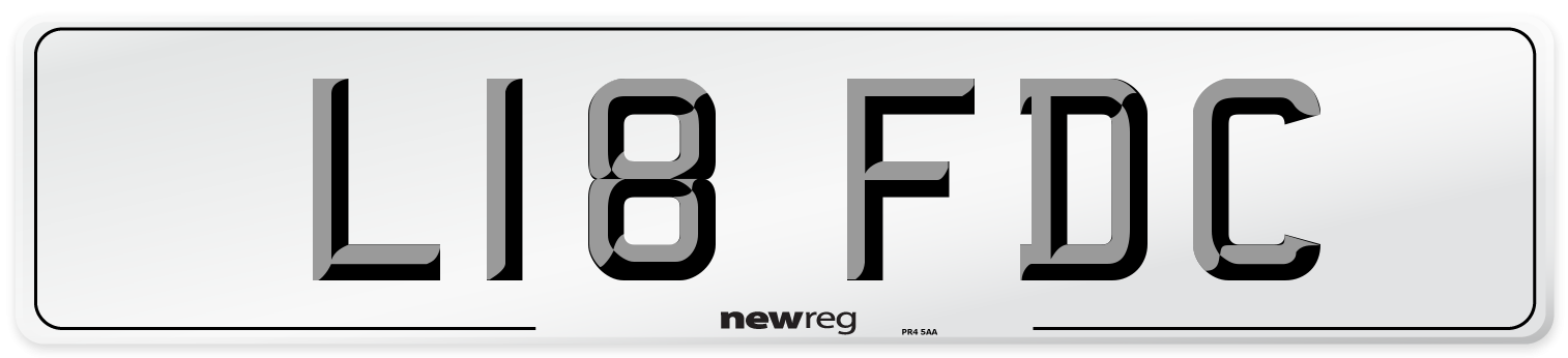 L18 FDC Number Plate from New Reg